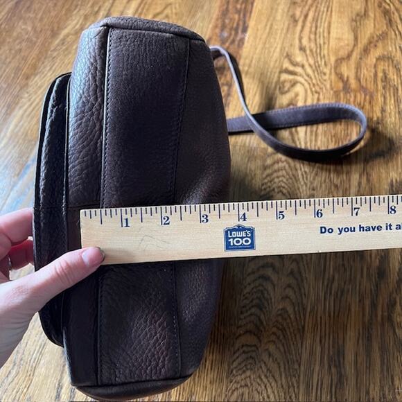 VTG Fossil Small Crossbody Purse Brown Genuine Pebbled Leather 75082 Key READ - Picture 5 of 11